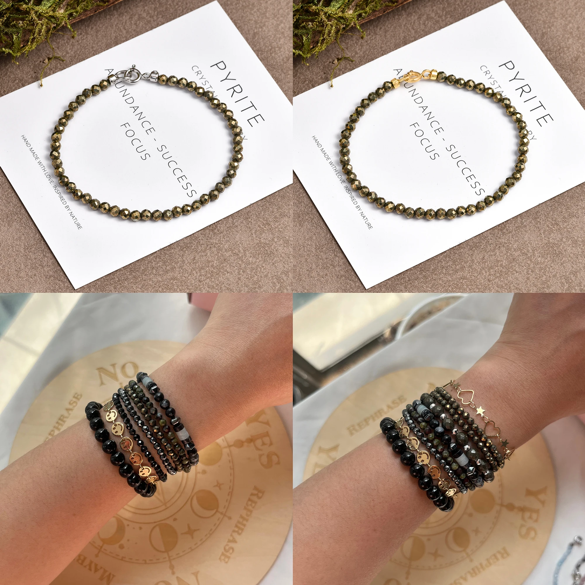 Natural Pyrite Bracelet! Faceted Beads with Metallic Gold Luster Dainty Unisex Jewelry for Women Men Adjustable Sparkling Stone