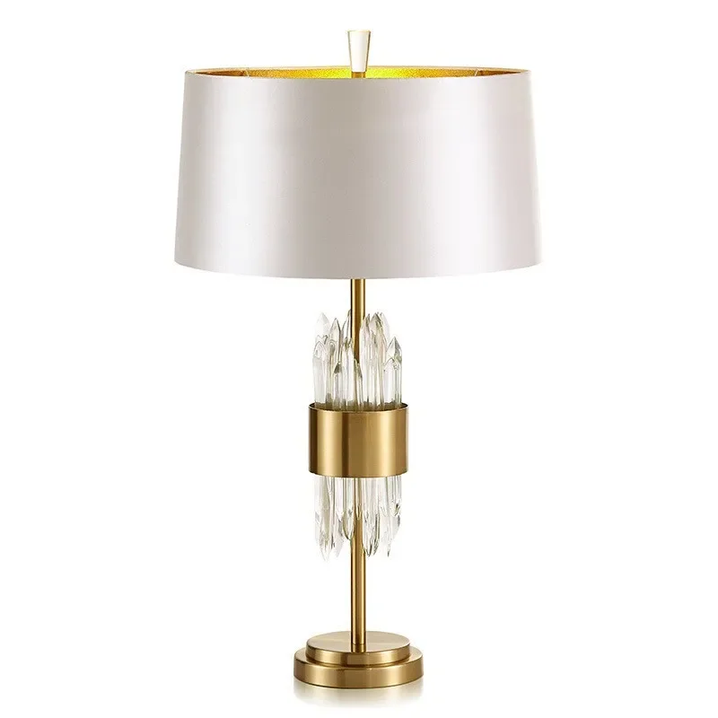 

Simple modern crystal table lamp designer living room fabric Nordic bedroom table lamp
