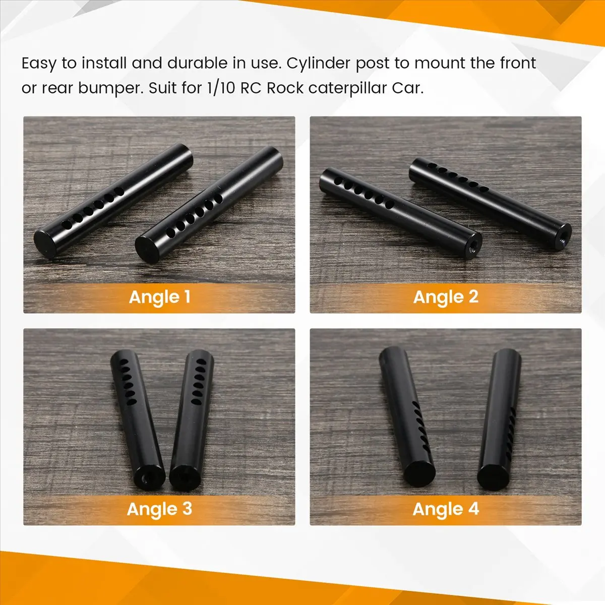 

CANING- 2PCS Metal Bumper Mount Holder Cylinder Post for 1/10 RC Crawler Car Axial SCX10 & SCX10 II 90046 90047