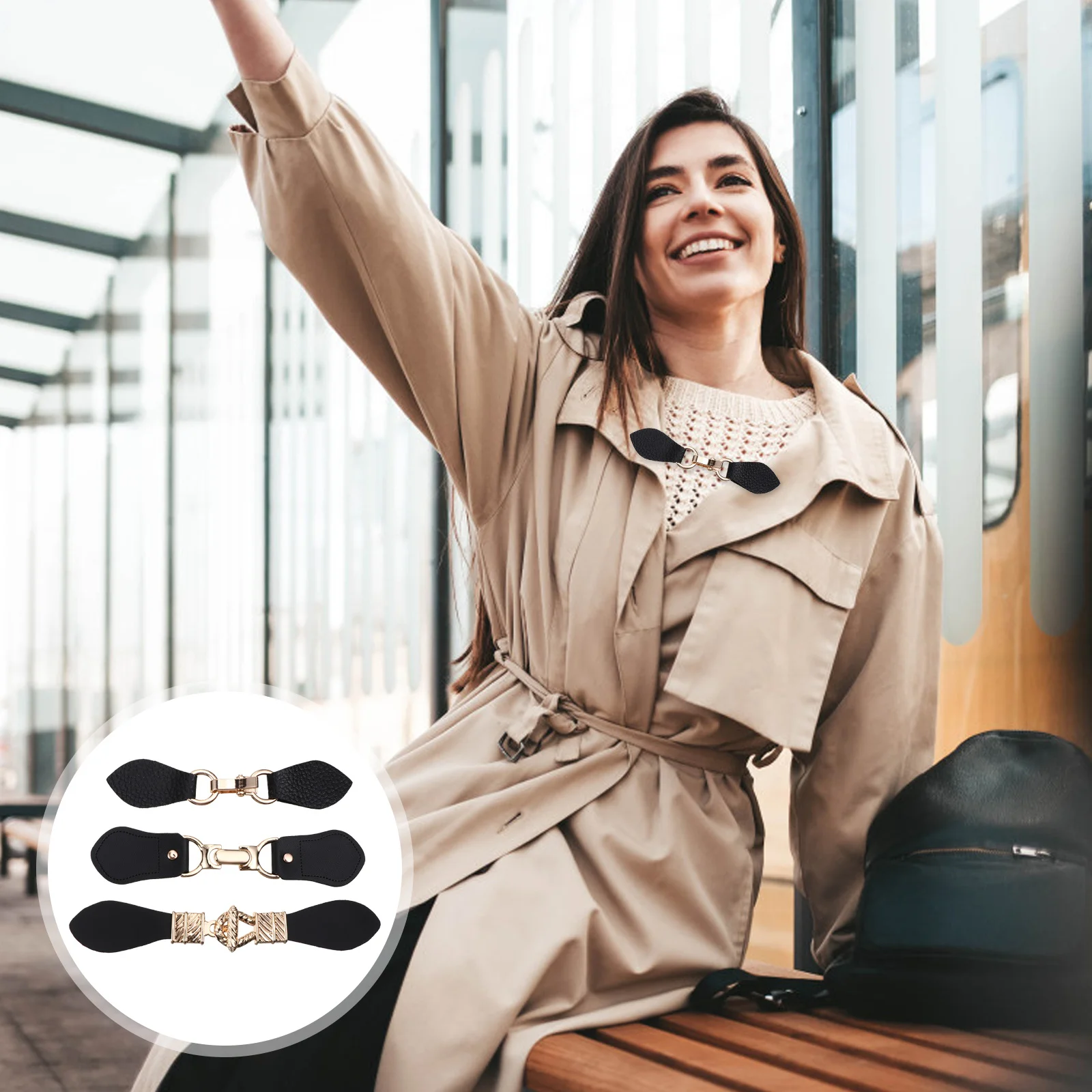 3 قطعة معطف الرياح أبازيم الصدأ واقية المعادن الملابس السنانير دائم معطف موصلات للسترات السترات سترة كليب #3