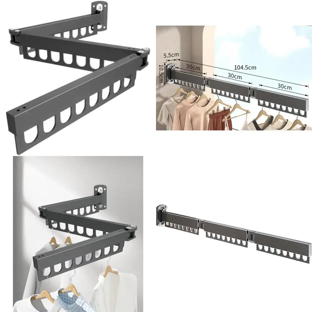 

Настенная складная сушилка для белья из углеродистой стали, 45-дюймовая вешалка для эффективной сушки одежды с крючками