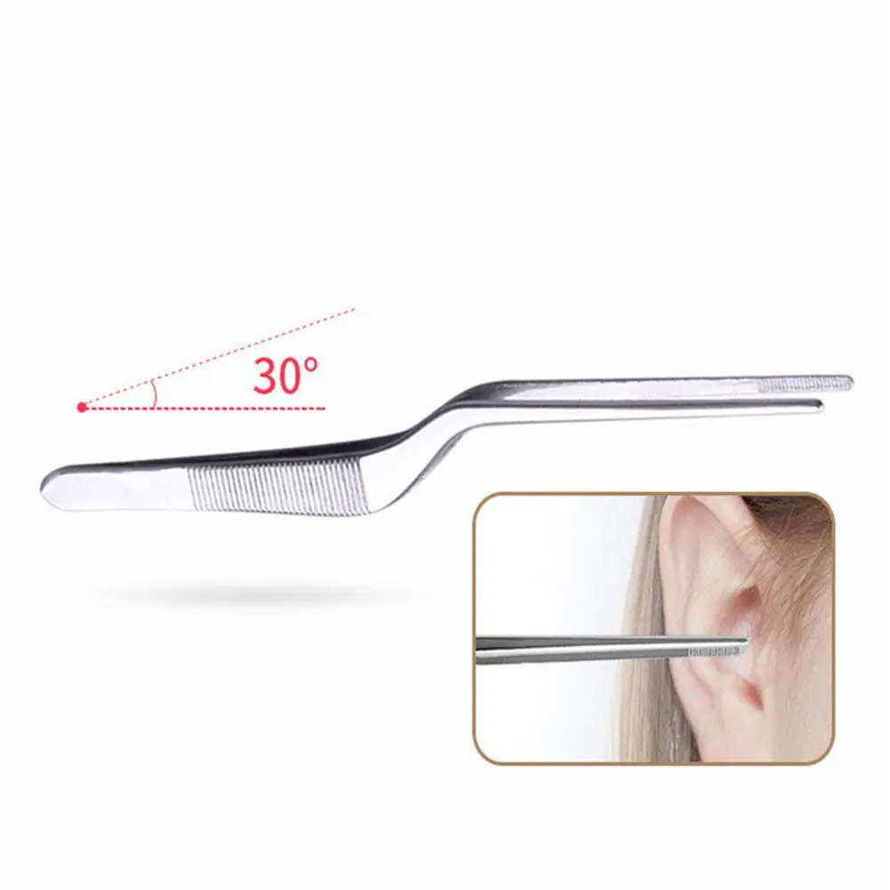 Silver Professional Stainless Steel Ear Wax Removal Oral Cleaner Ear Care Tools Ear Cleaning Clip Nail Clip Ear Tweezer