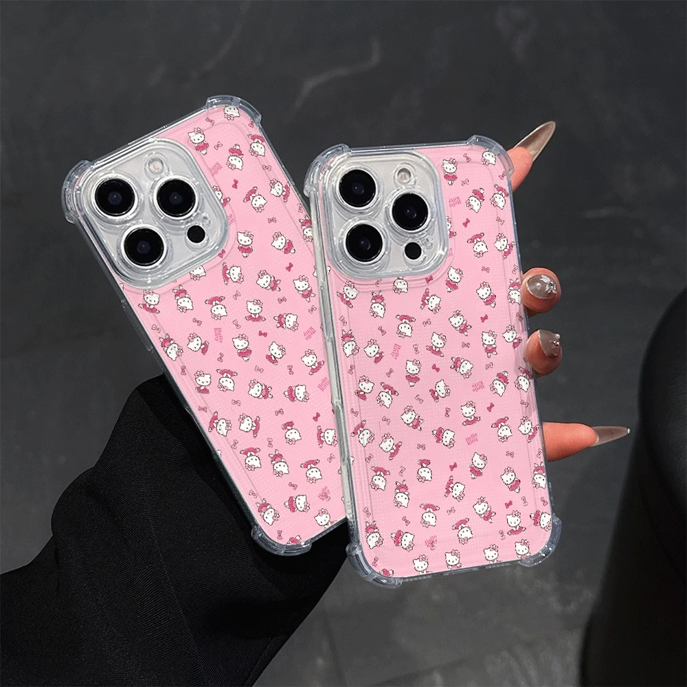 

Чехлы для мобильных телефонов Sanrio KT для IPhone 15, IPhone 16/15/14/13/12/11/x/xs/xs Max, женский мягкий чехол для телефона Hellokitty Anime
