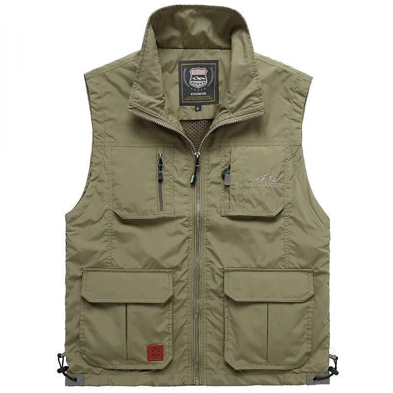 

2023 Spring Thin Outdoor Quick-drying Sleeveless Jacket Photography Fishing Multi-pocket Casual Men Vest Army Green Workwear