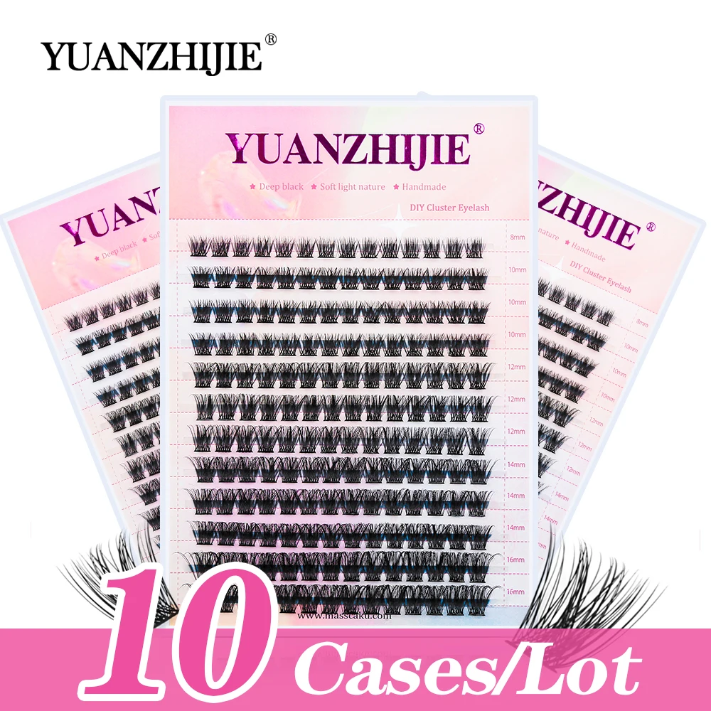 YUANZHIJIE Hot Selling 10case/lot DIY Clusters Eyelash Extensions 12 Rows Fluffy False Lash Extensions High Quality Makeup