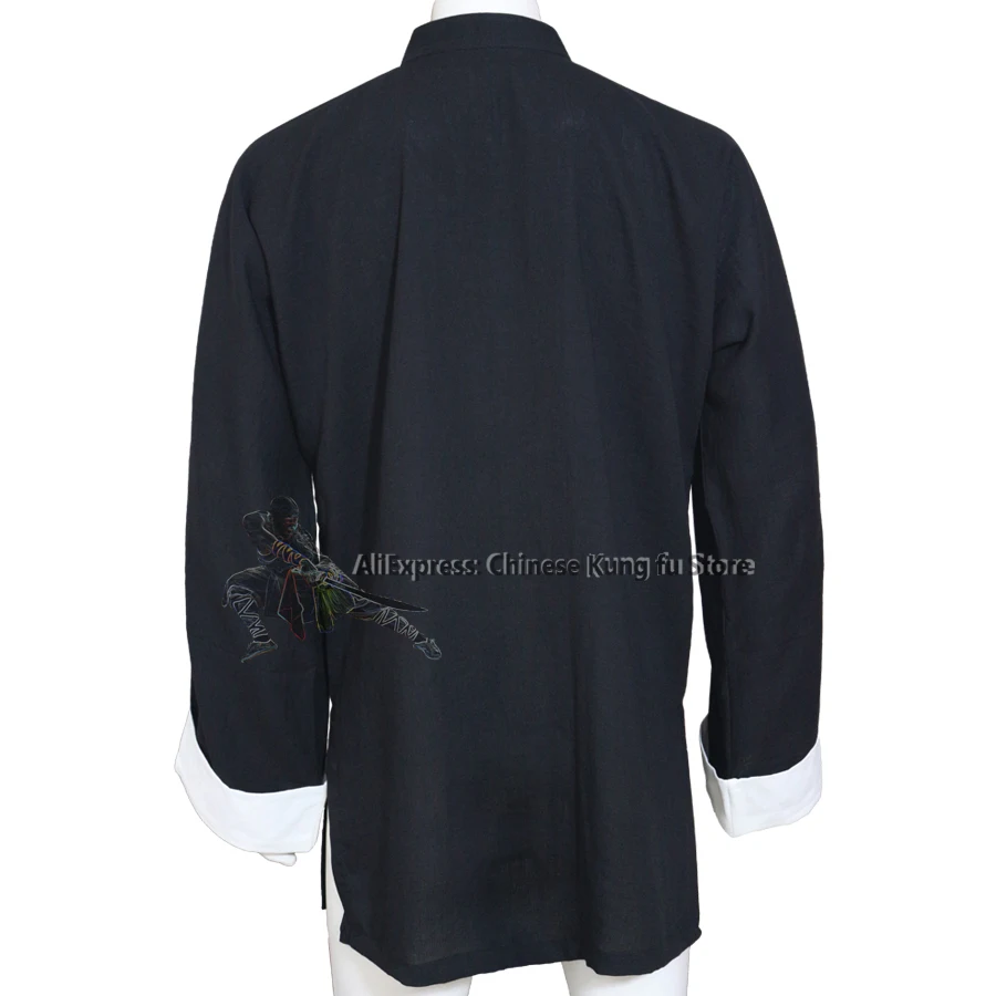 Picture 5: Custom Men's Women's Tai chi Wing Chun Kung fu Jacket with White Cuffs Zen Meditation Clothing 25 Colors
