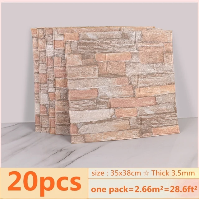 20pcs 3D Wall Decal Wallpaper Living Room Bedroom TV Backdrop Decor XPE Foam Waterproof Wall Sticker Self Adhesive Brick Sticker