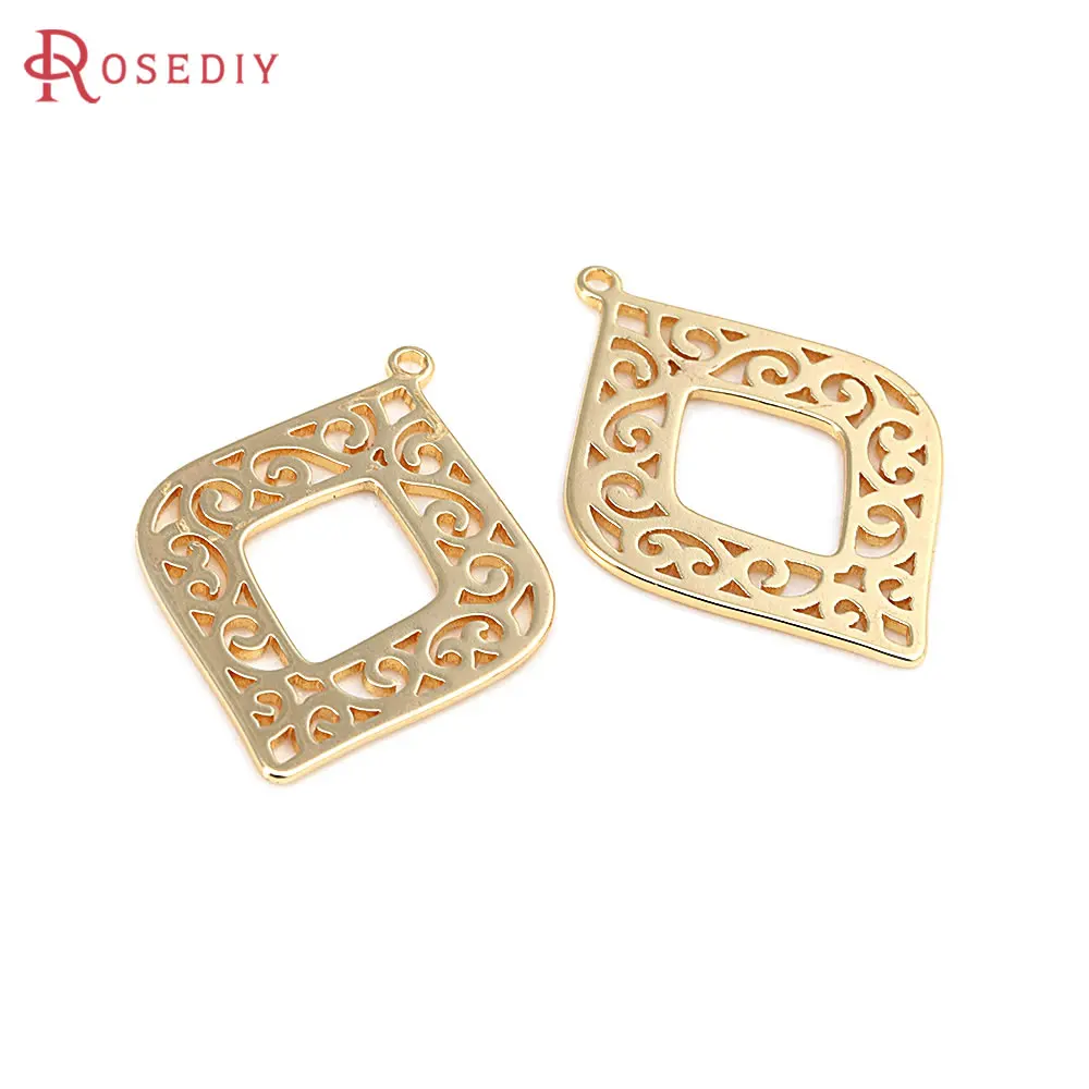 

4PCS 18K Gold Color Brass Rhombus Charms Pendants High Quality Jewelry Making Supplies Necklace Earrings Accessories for Women