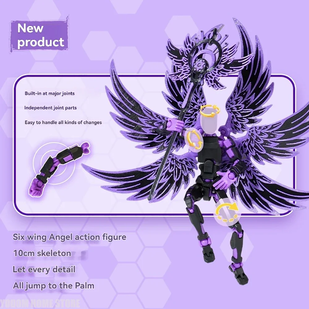 Premium 3D Printed Six-Wing Angel Mage Decor Statue, Stylish Tabletop Ornament, Wonderful Gift for Boys & Girls
