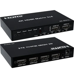 Commutateur de matrice HDMI 2x4 4K 60Hz, séparateur 2 entrées 4 sorties avec extracteur Audio, convertisseur Audio-vidéo pour PS4/5