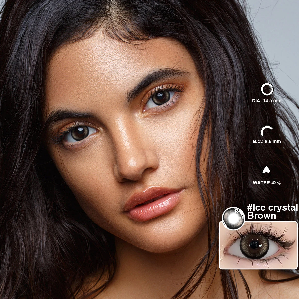 Bio-essense 1 Paar schwarze Gläser mit großen Augen, koreanische Naturlinsen, farbige Kontaktlinsen, Augen mit Grau, schöne Pupillenlentes – Detail 8