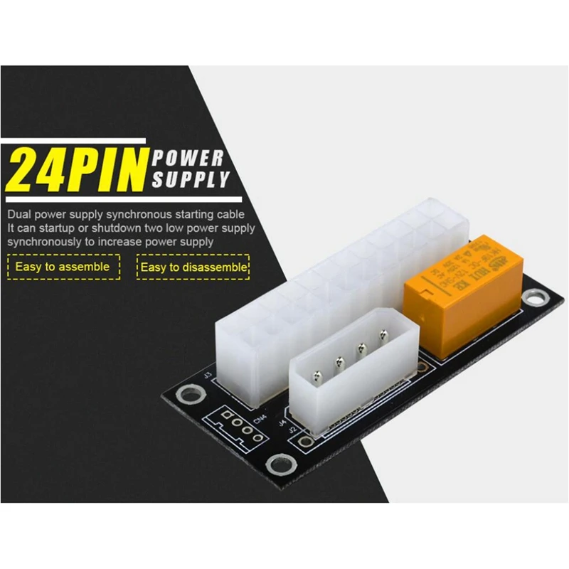 2PCS Dual PSU Power Supply Sync Adapter Add2psu ATX To 4Pin Molex Synchronous Connector Riser Cable Miner Mining