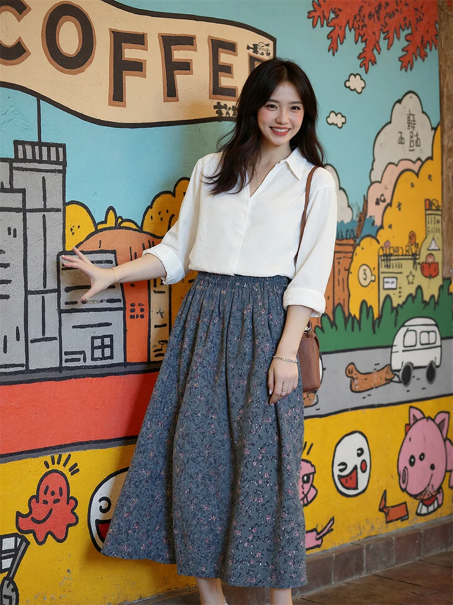 

Юбки миди с цветочным принтом, женские хлопковые лоскутные плиссированные сетчатые юбки с рюшами, многослойная талия, универсальные, удобные, милые, женские, базовые