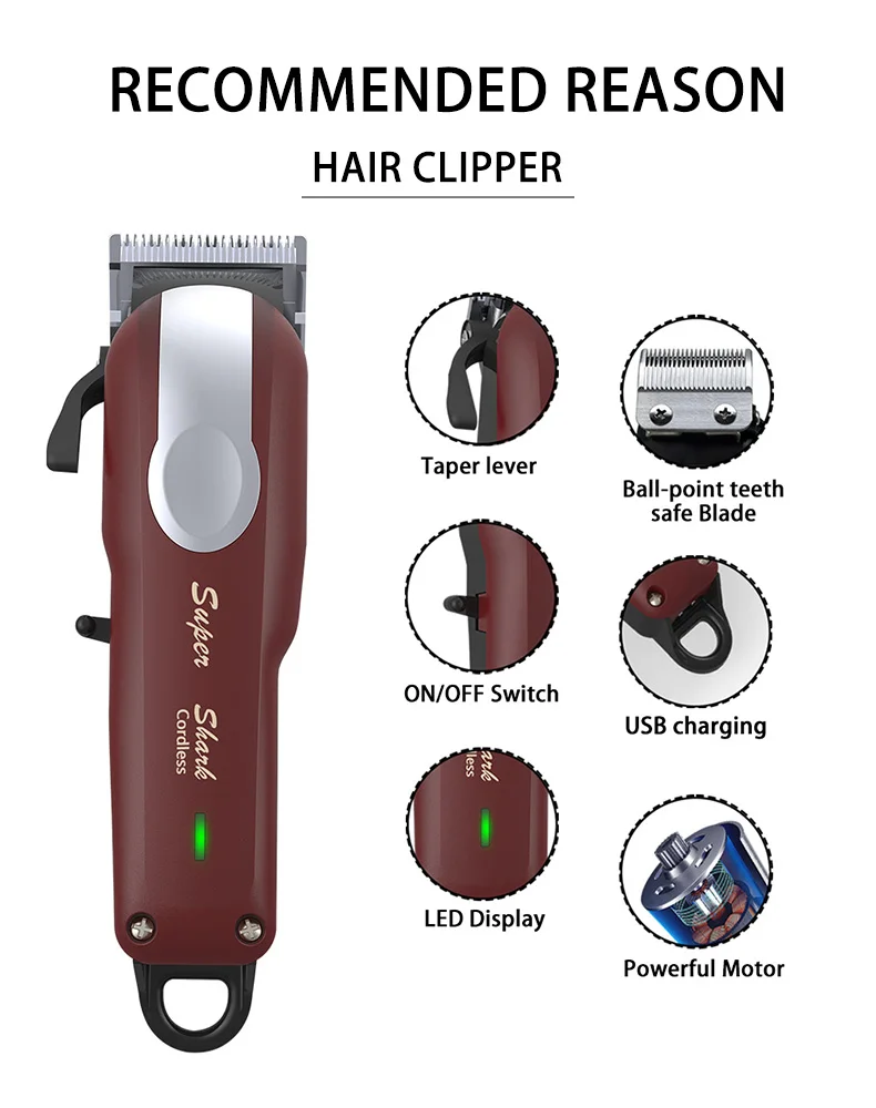 Magicful Professional Hair Clipper Lithium Battery USB Chargeable Trimmer LED Display Home Man Beard Shaver Hair Cutting Machine