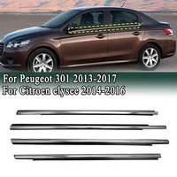 Para Peugeot 301 2013-2017 para Citroen elysee 2014-2016 burlete de vidrio para ventana tiras de sellado cinturón cromado negro de goma