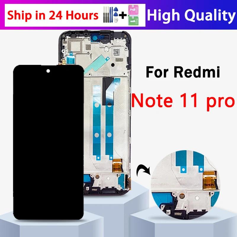 AMOLED LCD For Xiaomi Redmi Note 11 Pro LCD 2201116TG Touch Screen Digitizer with Frame For Redmi Note11Pro 5G 21091116I LCD