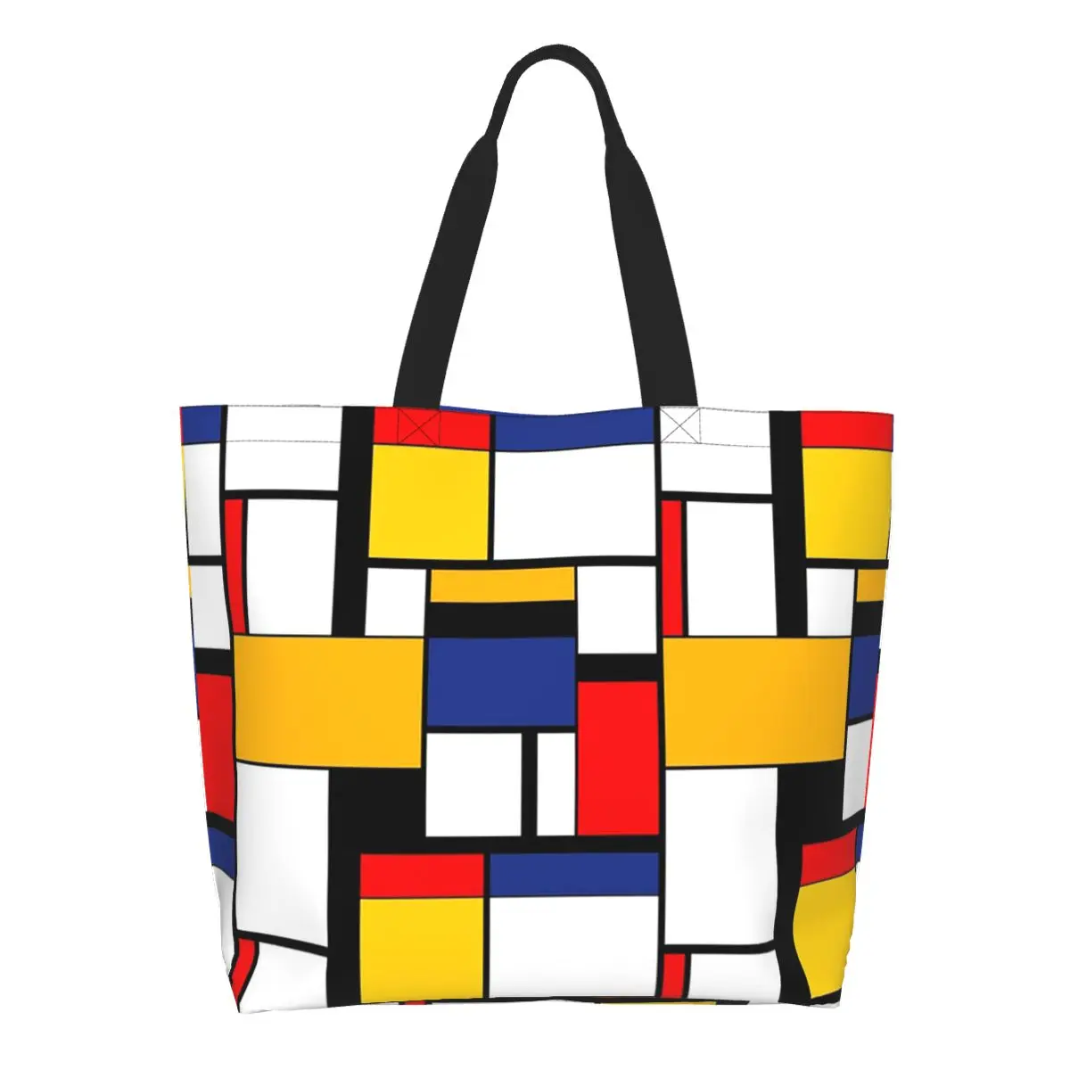 Funny Piet Mondrian Minimalist De Stijl Modern Art (3) Shopping Tote Bag Canvas Shoulder Bags Shopper Grocery Handbag for Women