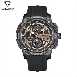 Mark Fairwhale 4360 Men's Quartz Watches Luminous Chronograph Calendar Waterproof Silicone Strap Sports Men Casual Wristwatch