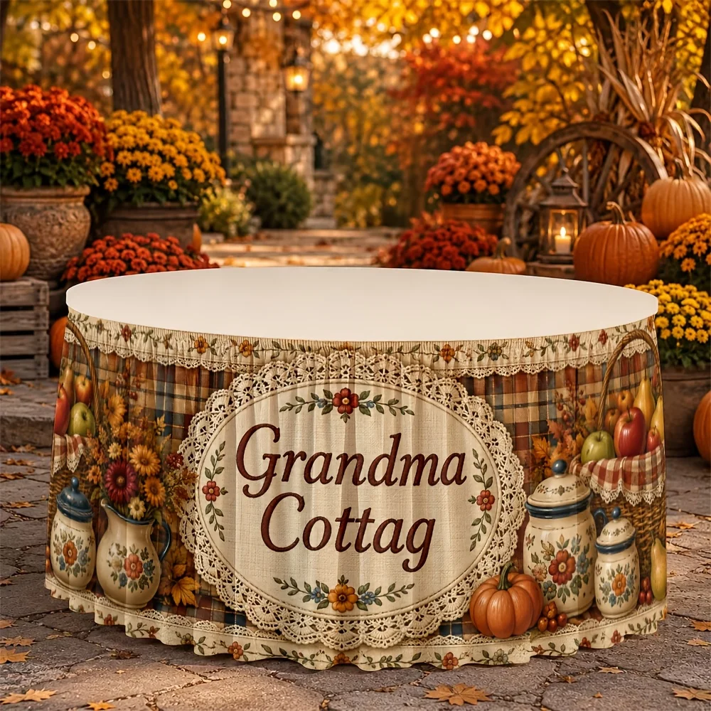 One tablecloth. Decorative for the autumn harvest farmhouse kitchen and dining room in the countryside.