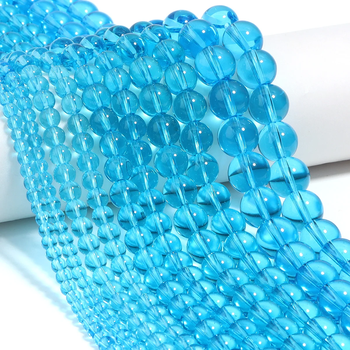 1 Strand 4/6/8/10/12mm Lake Blue Glass Beads Round Loose Spacer Beads For Jewelry Making DIY Bracelets Necklace Accessories