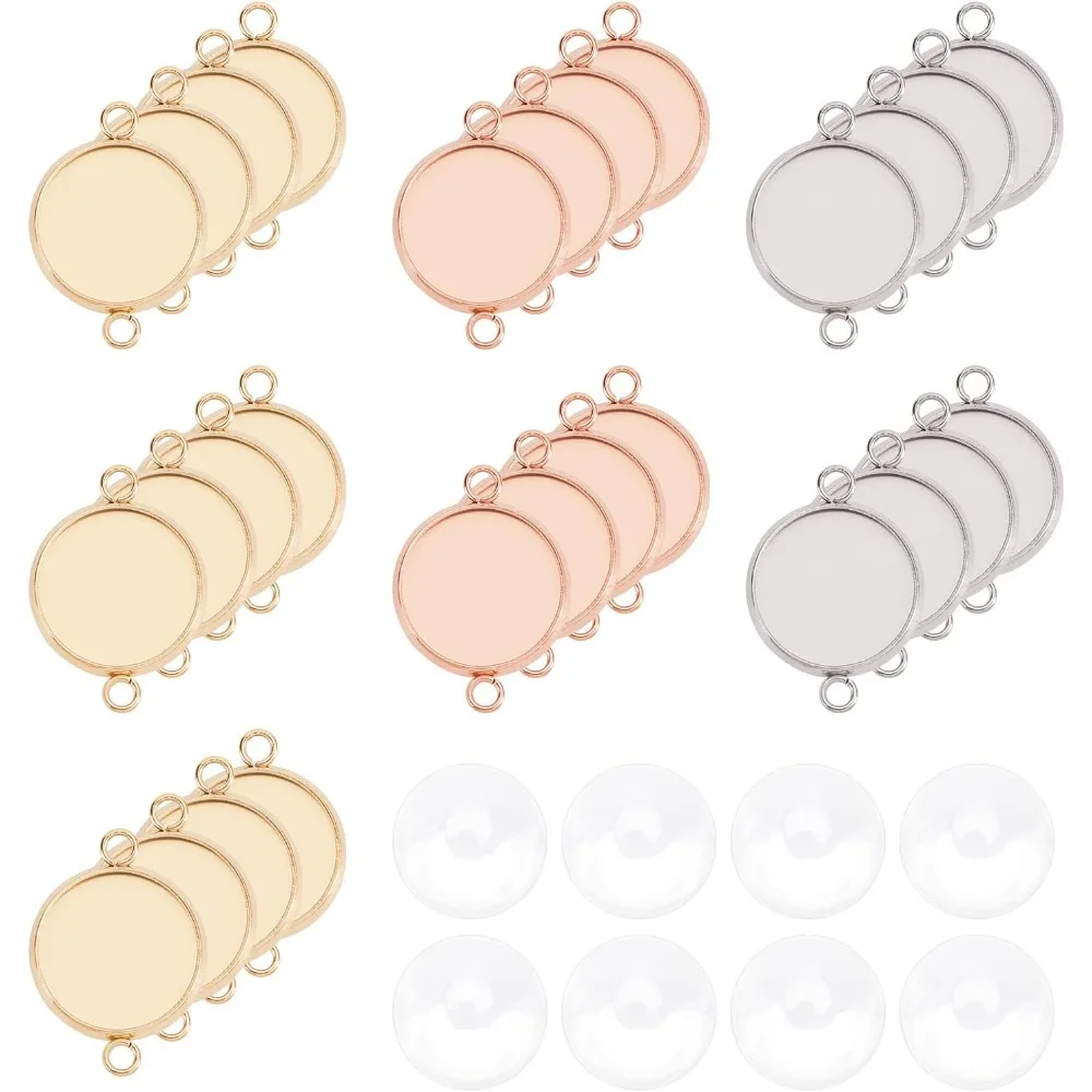 

30 шт., 12 мм, разноцветный пустой кабошон с кабошоном, подвесная рамка, лотки, плоский круглый поднос, заготовки, кабошон из нержавеющей стали