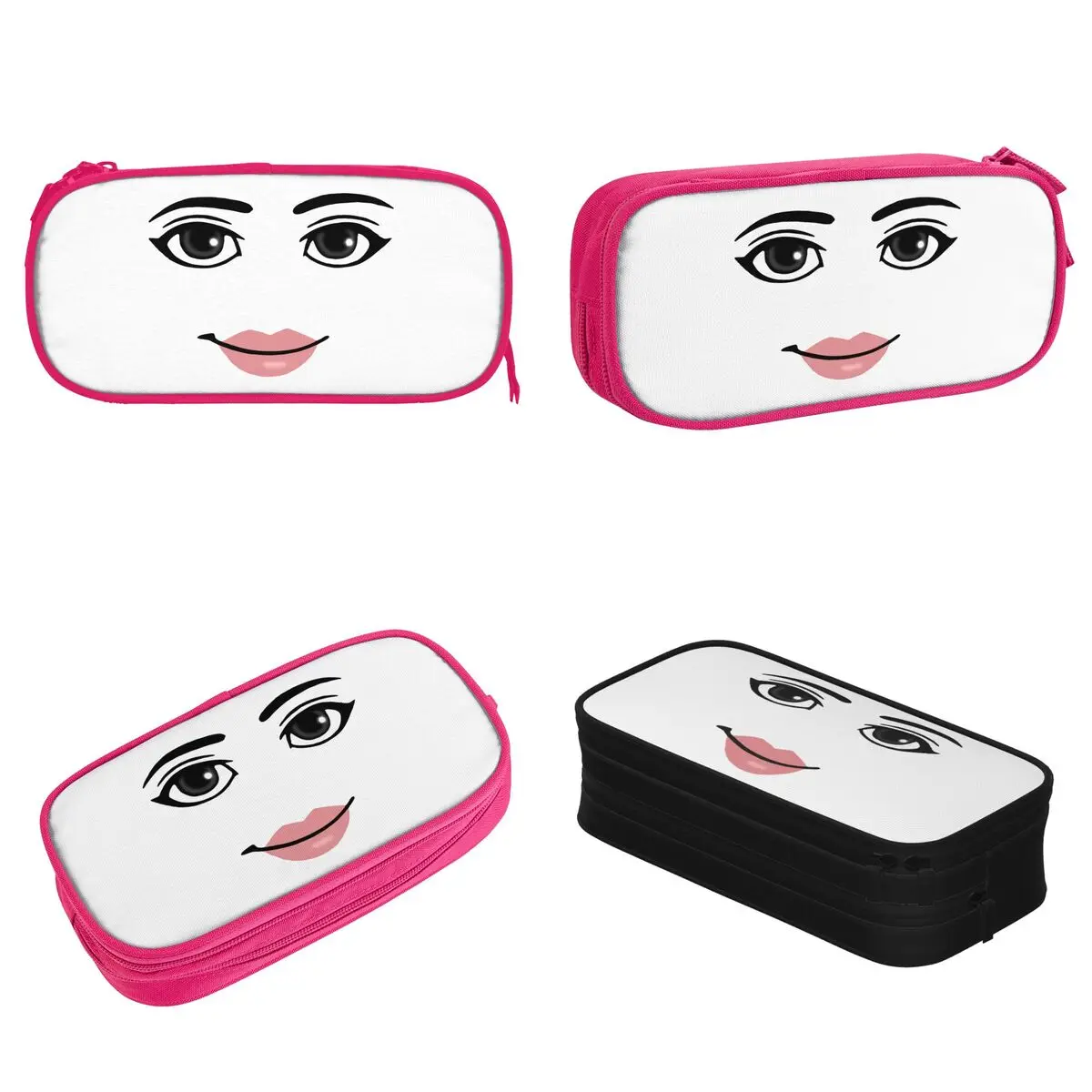 Imagem -02 - Robloxx-mulher Face Game Meme Lápis Case Pen Box para Estudante Bolsas de Grande Capacidade Escritório Cosmetic Papelaria Novo