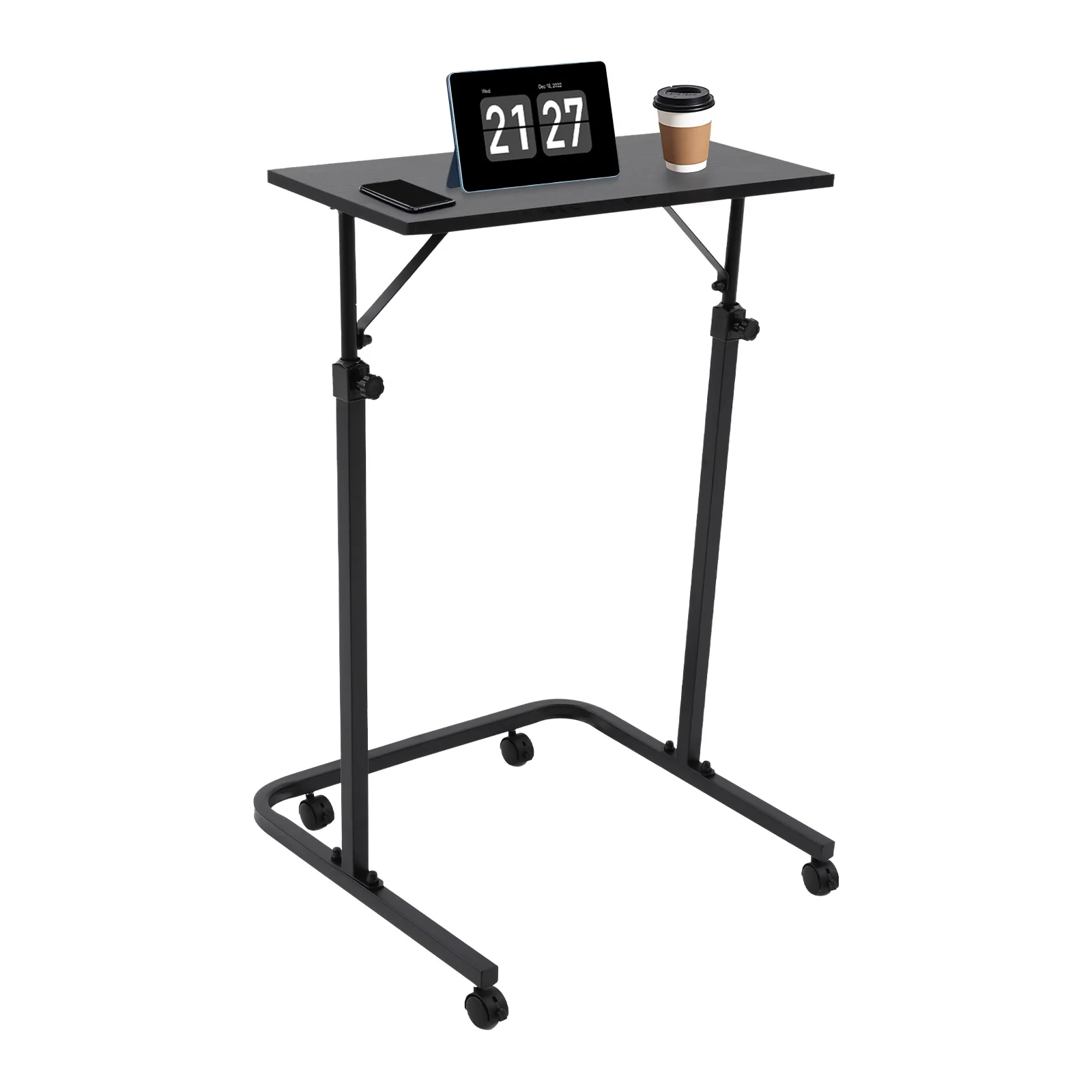60x30cm Höhenverstellbare Mobile Arbeitsstation, U-förmiger Fitness-Schreibtisch mit Rollen für Heimbüro Fitnessstudio Stehpult (Schwarz) – Detail 10