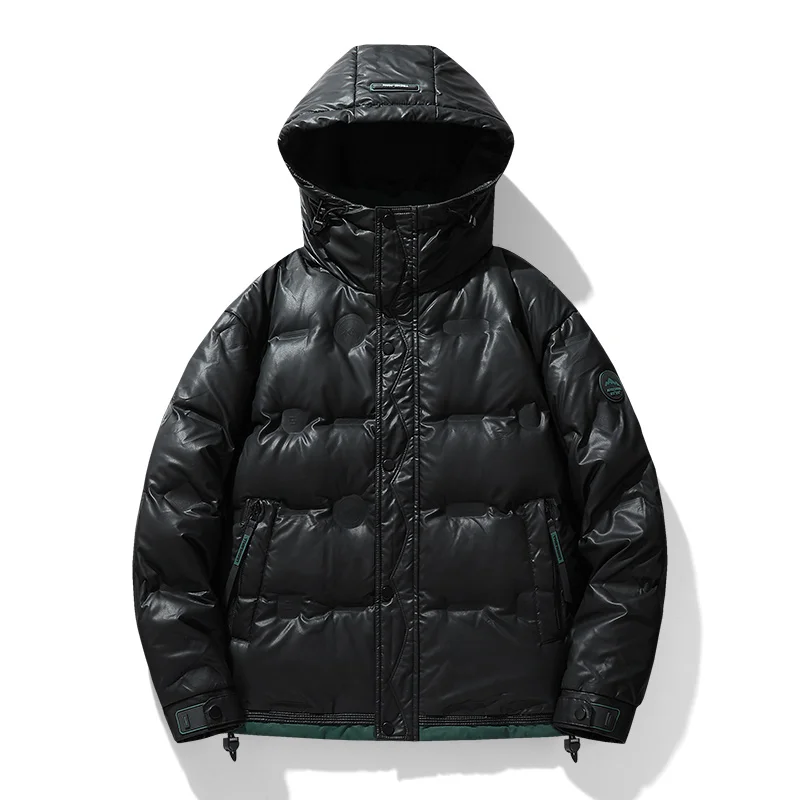 

Outdoor Windproof Camping Down Coats for Men with Hood Warm Hiking Down Jacket Solid Color Zipper Male Parkas Winter Fashion New