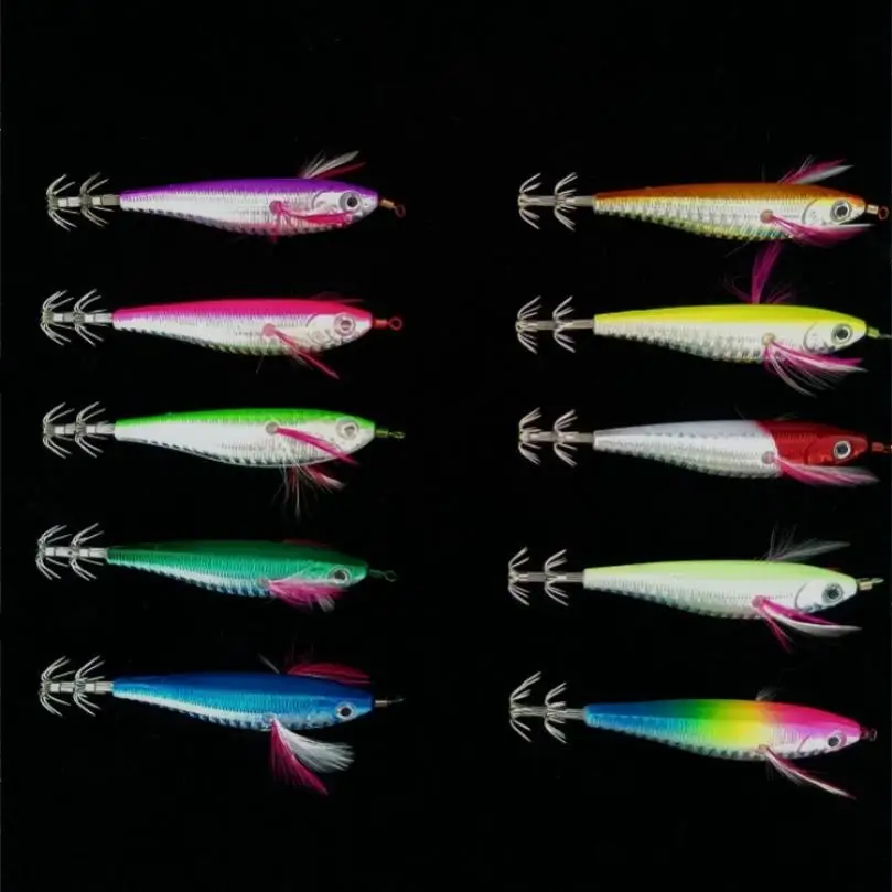 10pcs/lot 10.5cm 9g Colorful Laser Round Belly Horizontal Squid Jigs Hook Lures Fishing Octopus Bait