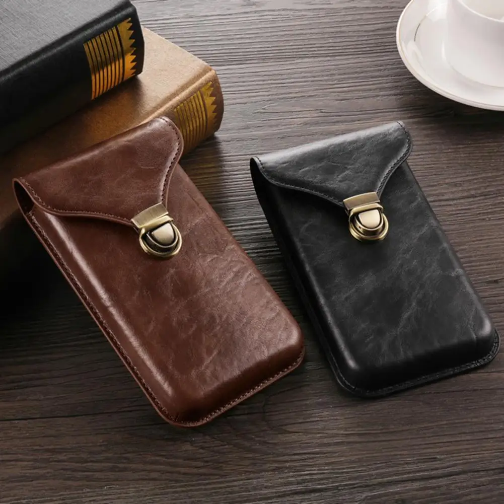 Mobile Phone Belt Bag Cellphone Holster For Blet Smooth Faux Leather Snap Closure Regular Fit Portable Men Belt Pouch 핸드폰 케이스