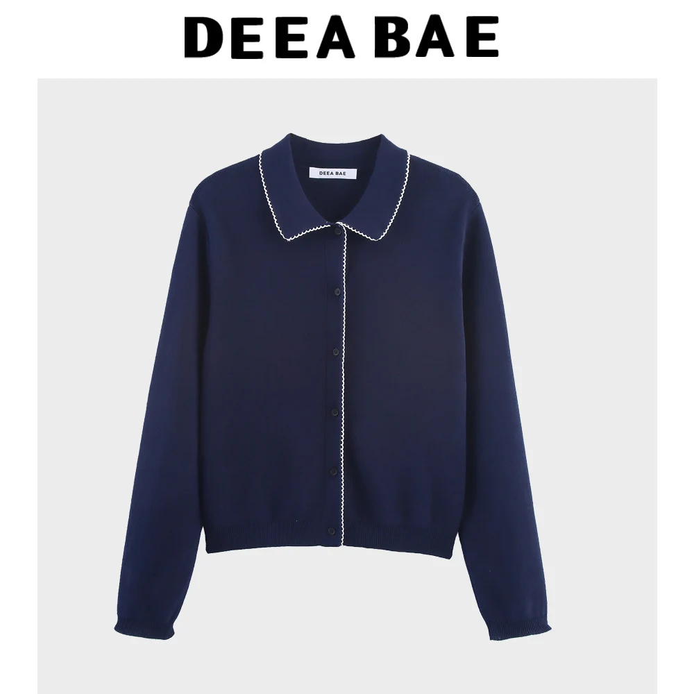 

DEEABAE Autumn new women's clothing European and American style fashion personality temperament small round neck knitted jacket