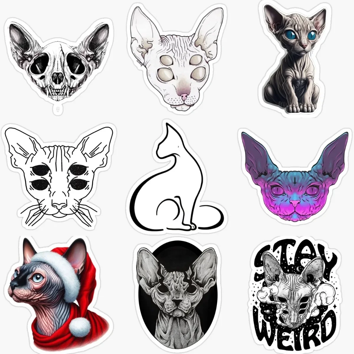 

Creative Canadian Hairless Cat Sphynx Cat Pets PVC Stickers for Decorate Car Window Fridge Wall Van Bicycle Helmet Decal