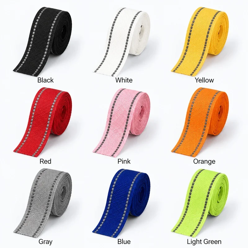 10 m, 25 mm Nylon-Gurtband für Katzen und Hunde, für Geschirre, Halsbänder, Leinen, zum Nähen von Rucksäcken, Nachtreflexionsband, Meterware