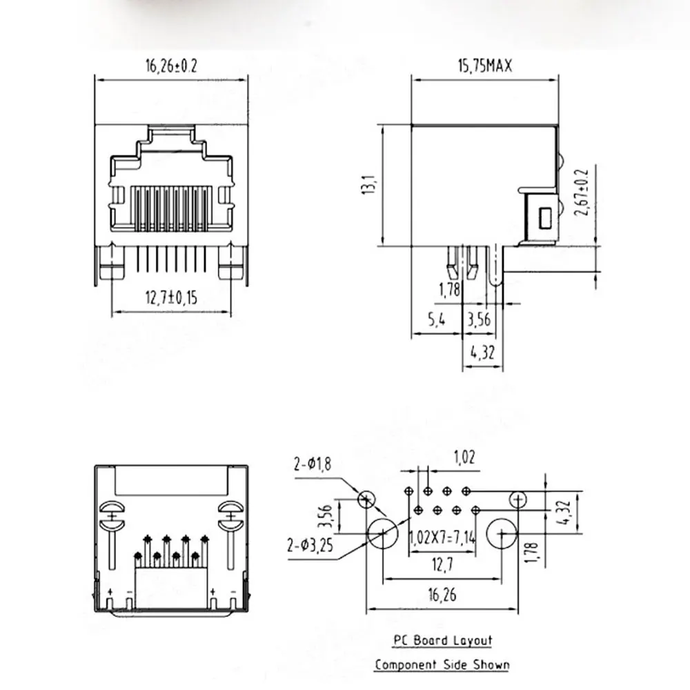 2PCS Metal RJ45 Shield Network Jack 8 Pin PCB SMT/horizontal/vertical Board Female Socket Connector 8P8C