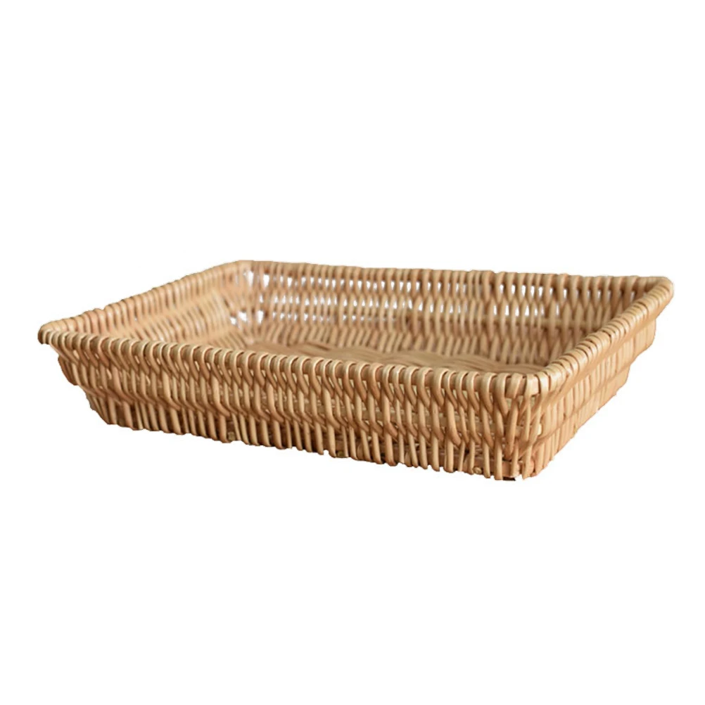 

Hand Woven Vine Basket Storage Container Bread Fruit Snack Food Organizer Open Room Home Decor Desktop Container