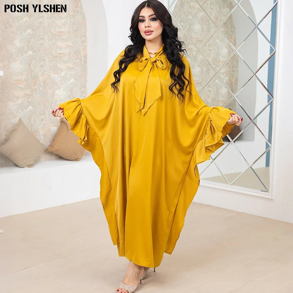 

Африканские платья-абайи больших размеров с бантом для женщин 2026: Традиционное нигерийское вышитое платье-кафтан, мусульманская абайя, женская одежда