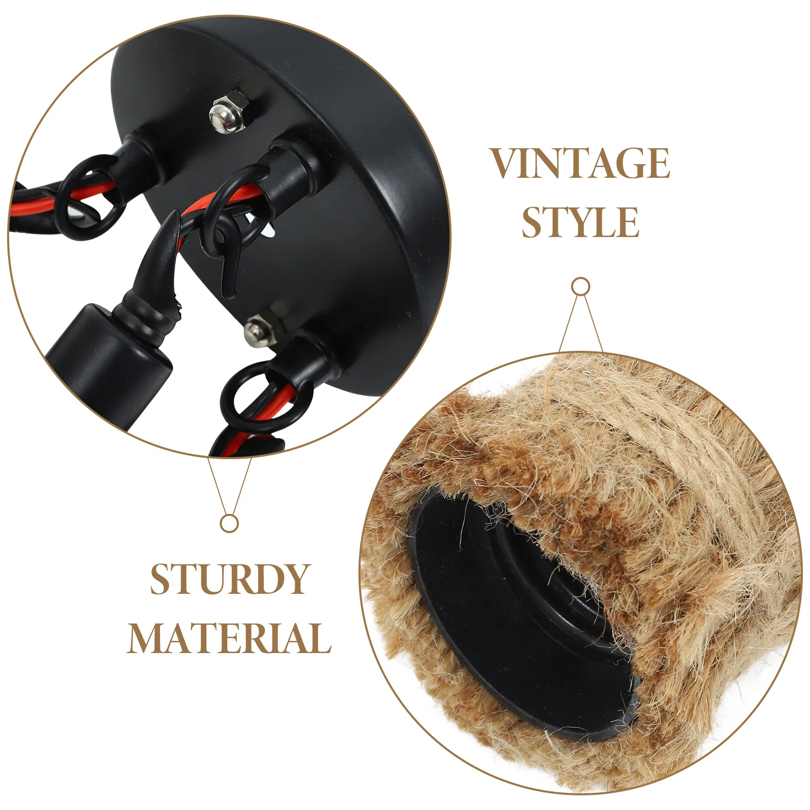 

Vintage Hemp Rope Pendant Light Cord Triple Bulb Adjustable Hanging Light Socket for Restaurants Bars Cafes Lamp Holder