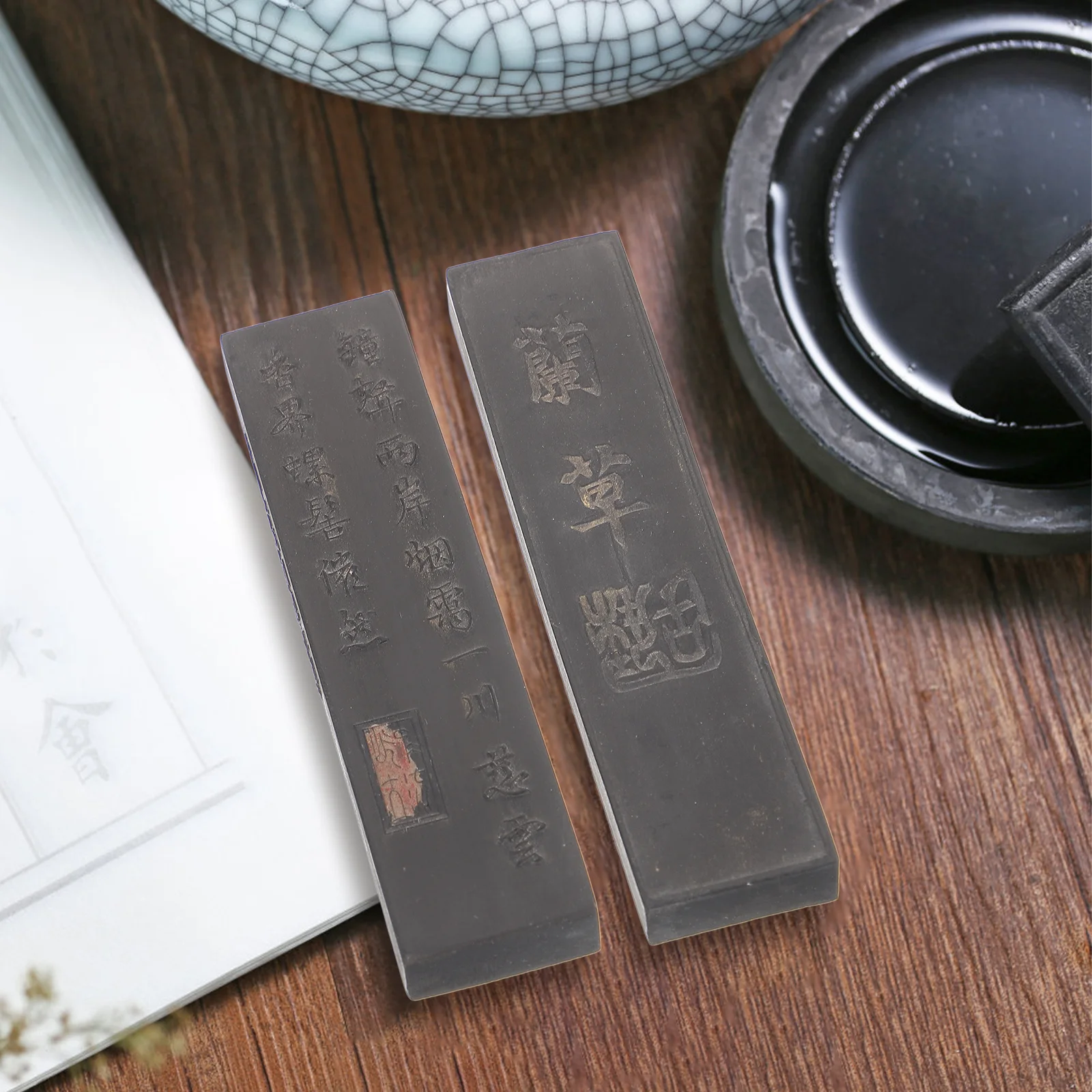 2pcs Calligraphy Ink Sticks Traditional Chinese Handmade Drawing Ink Block For Writing Students Artists Practice Reusable