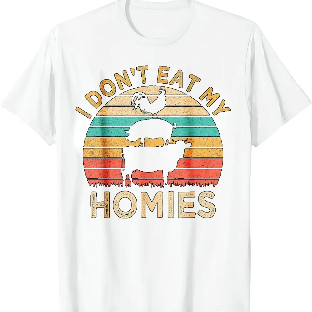 Vegetarian I Don't Eat My Homies Funny Vegan Retro T-Shirt Unisex Summer Streetwear Tops Graphic T Shirts Camiseta Streetwear