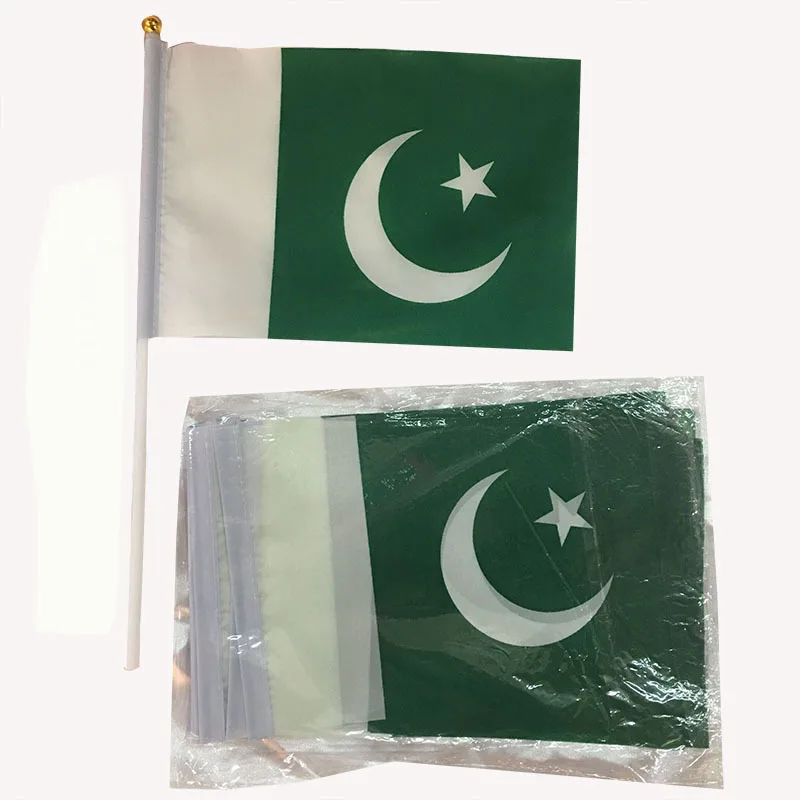 Z-ONE FLAG 100pcs  Pakistan Hand Flag 14*21cm Pakistani National Flag  Small Hand Held Waving Flag Indoor Outdoor Home Decor