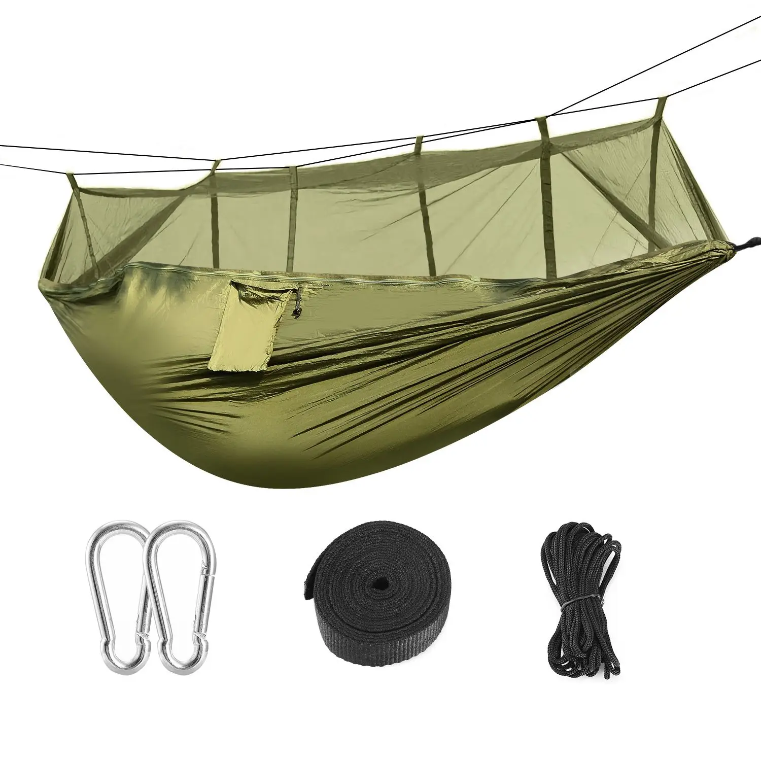 Camping Hammock with Mosquito Net, Portable Double Hammock Tent Load Two People with 2 Straps, Best for Outdoor Garden Hiking Tr