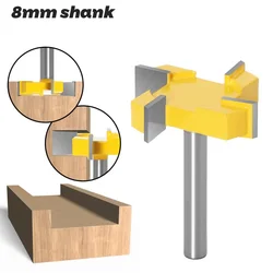 1 pz 8MM Shank fresa intaglio del legno 4 Edge T tipo Slotting Cutter strumento per la lavorazione del legno frese per taglierina per legno Slotting