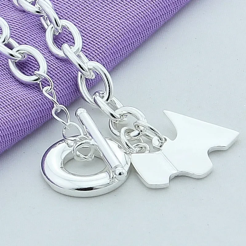 Hot Sale 925 Sterling Silver Animal Dog Pendant Bracelet  for Woman Man Christmas Jewelry Fashion Party Gift Wholesale