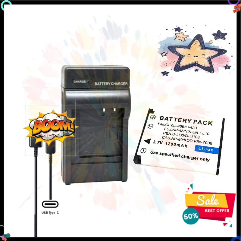 Batería o cargador USB para cámaras Casio Exilim EX-G1 H5 H50 H60 JE10 N50 S5 S6 S7 S8 S9 Z1 Z2 Z16 N1 N5 N10 N20, modelo SWZY NP-82 NP-80.