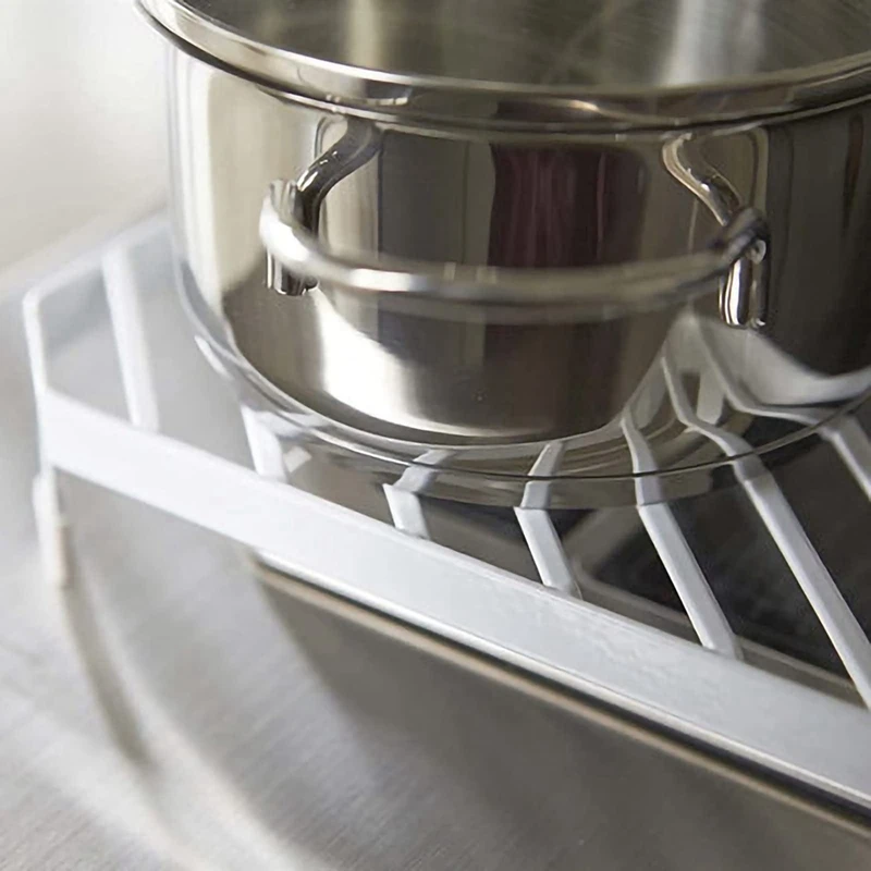 Wastafel pengering piring baja dilapisi spons dapur, alat pemegang sudut wastafel spons pengering