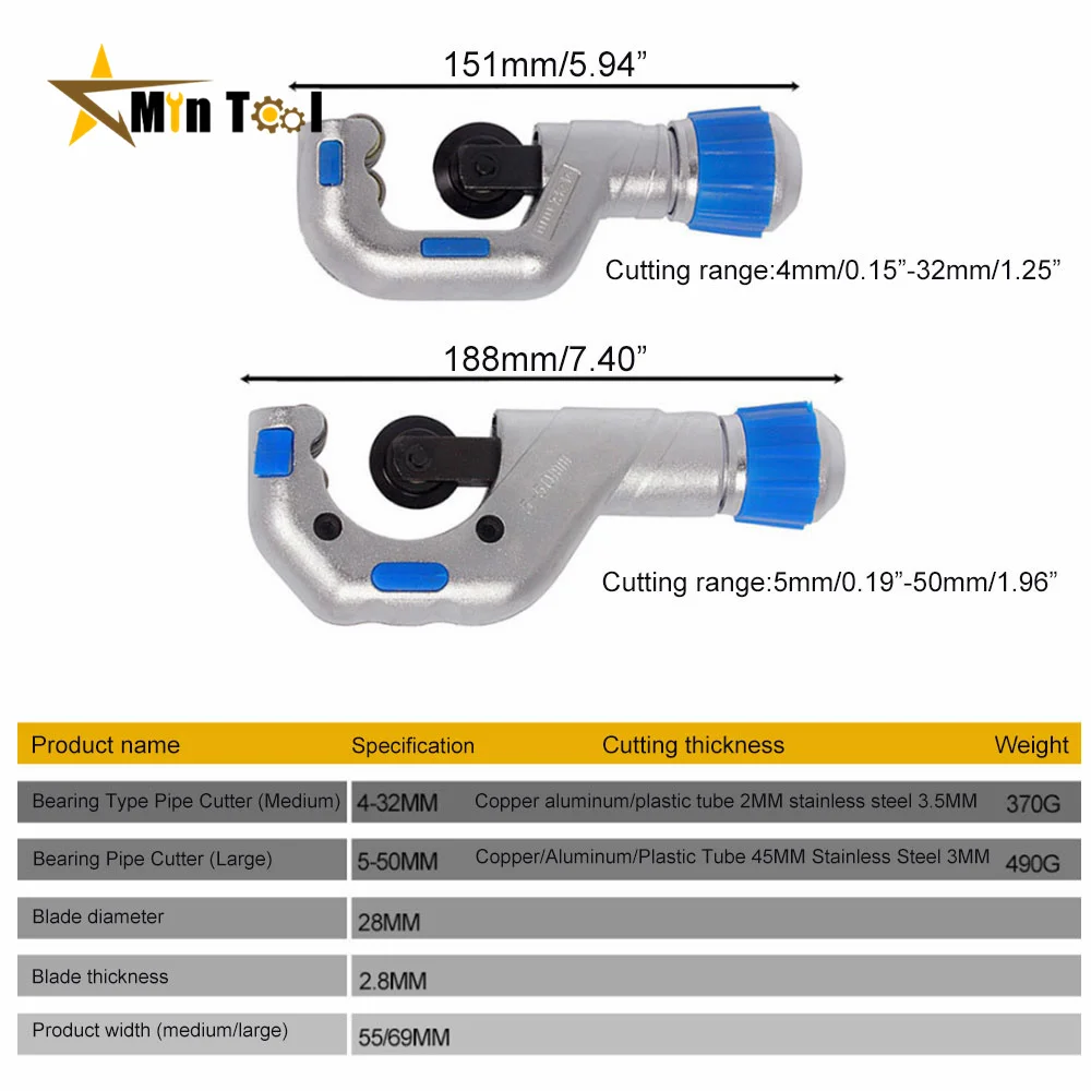 4-32/5-50mm Bearing Pipe Cutter Tube Shear Cutter With Hobbing Circular Blades For Copper Stainless Steel Home Hand Tool