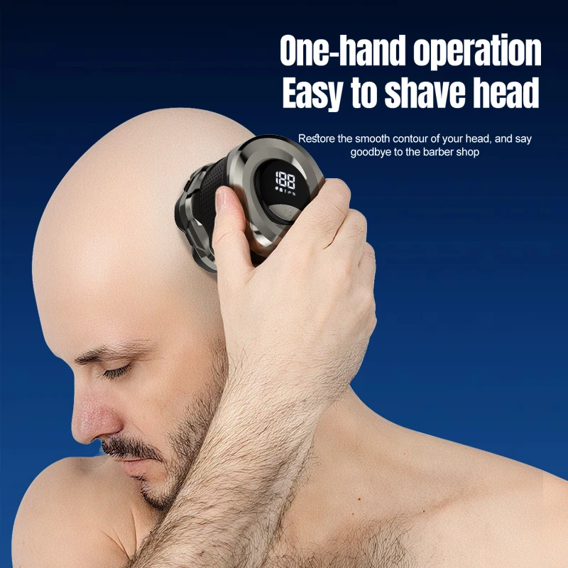 جديد Resuxi FK-8801 7D ماكينة حلاقة كهربائية دوارة رؤوس شفرة مغناطيسية 1400mAh 8500 دورة في الدقيقة ماكينة حلاقة كهربائية برأس أصلع مقاومة للماء IPX6