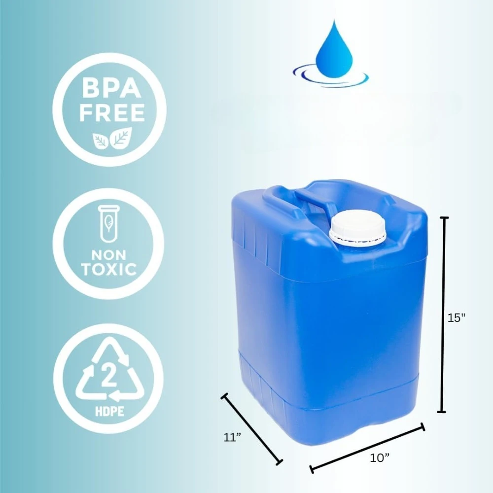 5-Gallon Stackable Water Storage Containers, w/Lids + Spigots, Easy Fill, Survial Supply, Emergency Water Storage for Camping