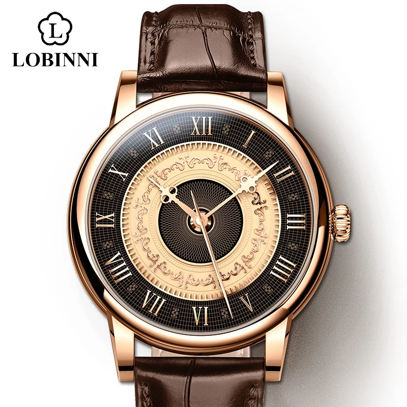 2022 LOBINNI Men\'s Watch Retro Business Automatic Mechanical Watch Miyota 821A Movement 50 Water Resistant Sapphire Wrist Watch