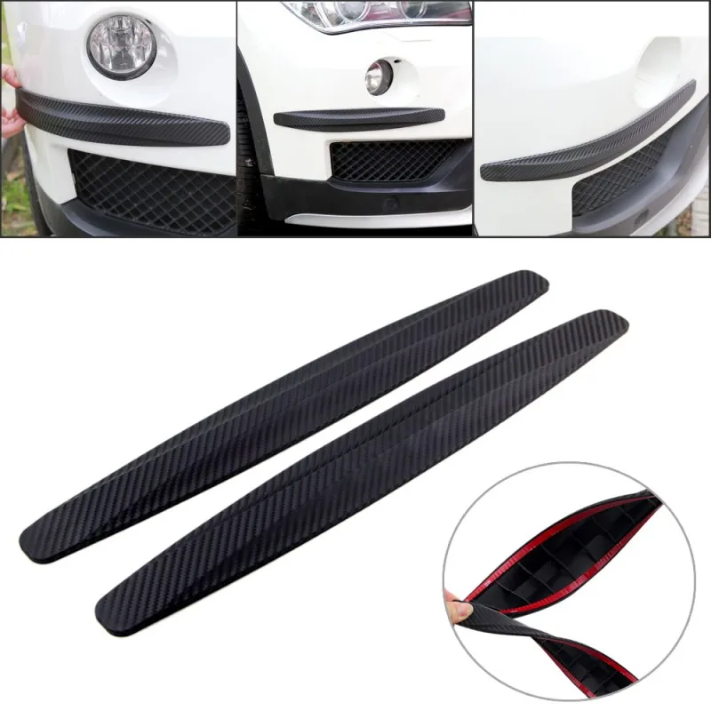 2 x Carbon Fiber Front&Rear Bumper Protector Corner Guard Scratch Sticker 16"
